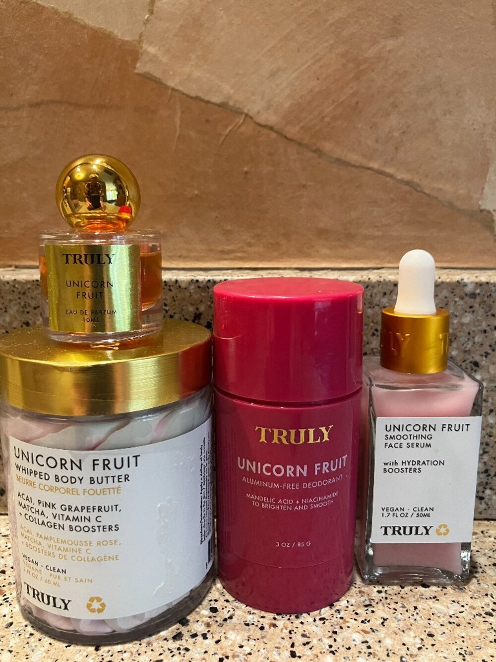TRULY Unicorn Fruit Set of Whipped Body butter, Deodorant, Perfume , Serum!